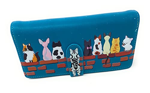 Shag Wear Cats in a Row Large Animal Wallet for Women and Teen Girls Faux Vegan Leather 7