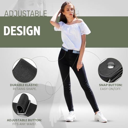 Image of Homeaura Buckle-Free Elastic Belt for Women & Men | Adjustable Invisible Waist Belt for Jeans, Dresses, Pants | No Buckle Strap for Comfort Fit & Style