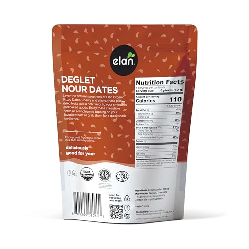image for Elan Organic Pitted Dates, 6.5 oz, Naturally Sweet Dried Fruits, No Pi