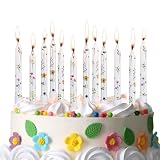 Conelist 12 Pcs Wildflower Birthday Candles Floral Cupcake Topper Candles Wild Flower Party Decoration for Wedding Holiday Spring Party Dinner Dating Supplies