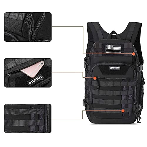 Mosiso 30L Tactical Backpack,Military Daypack 3 Day Assault Molle Rucksack Bag & One Shoulder Slingbag Army Assault Carrying Daypack For Outdoor Sports Hiking Hunting Fishing Camping Training, Black #TOP2
