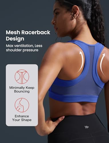 Image of Yvette Zip Front Sports Bra - High Impact Sports Bras for Women Plus Size Workout Fitness Running