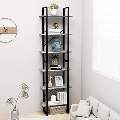 Estantería gris cemento de metal y madera con dimensiones de 60x30x210 cm 6