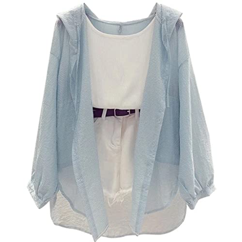 Veste fine anti-coup de soleil pour femme, gilet à capuche respirant d'été ample