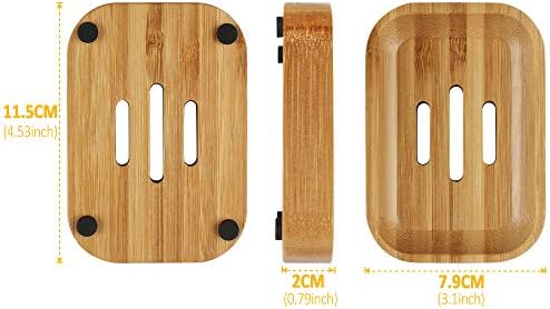 Chudian Natural Wooden Bamboo Soap Dish Holder, 4 Pack Bamboo Soap Case Holder with Drainage Soap Dish Storage Holder Bamboo Soap Tray for Bathroom Shower Kitchen