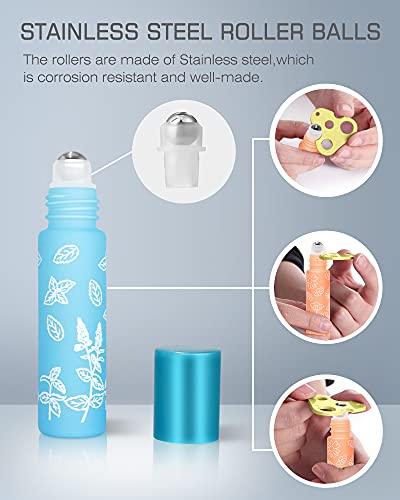 image for Essential Oil Roller Bottles, Gemice 10ml Roll on bottle with Stainles