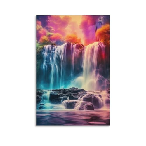 Cascade forestière impression sur toile 50x75cm décor de couloir