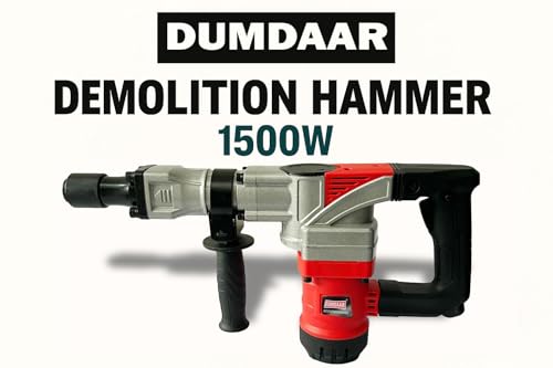Image of Inditrust Dumdaar 7kg Electric Demolition Hammer, (RED) 100% copper winding 1500W, 360 Rotating Handle, with Anti vibration control handle, 2900 RPM