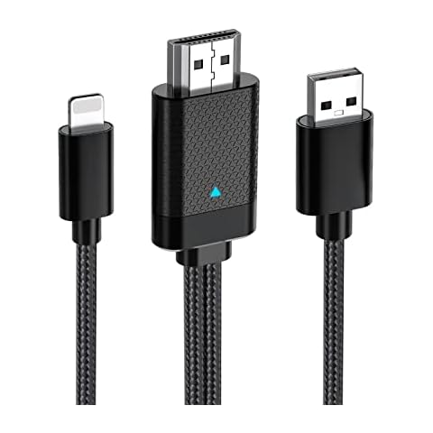 Lighting to HDMI Adapter for Phone Pad, MpioLife HDTV Cable Ultra HD Digital AV Adapter, Phone to TV/Projector/Monitor HDMI Cable Compatible with Phone 13/12/11/X/8/7/6, Pad Pro/Air/Mini, Pod, Black Cover