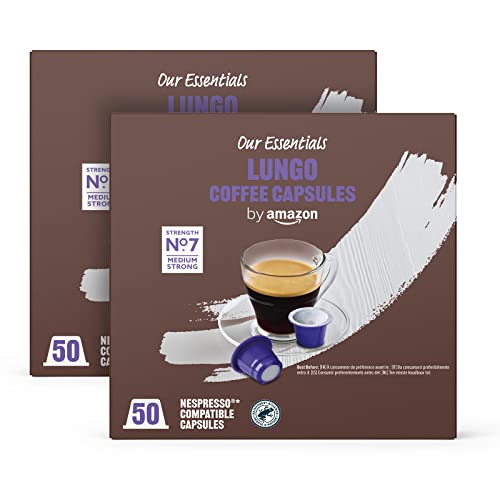 by Amazon Lungo Capsule di caffè compatibili con Nespresso, 100 capsule (2 confezioni x 50)