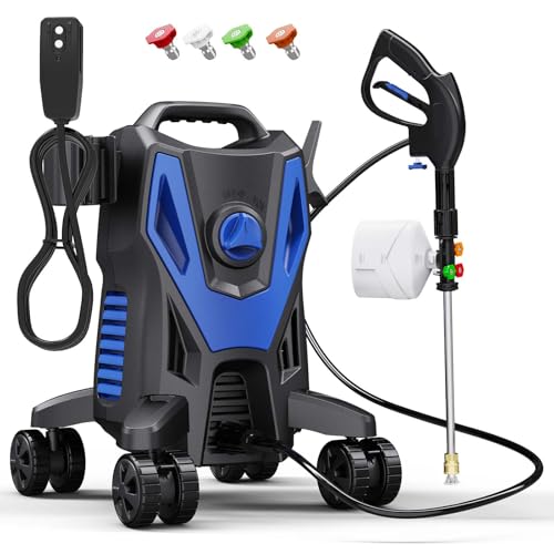 QIOMALA 4800PSI PowerWasher with 4 Quick Connect Nozzles, Foam Cannon for Car, Lane, Patio Cleaning