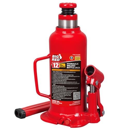 BIG RED 12 Ton (24 000 LBs) Torin Welded Hydraulic Car Bottle Jack for Auto Repair and House Lift Red TAM91203B