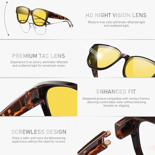 Image of GEGURI Polarized Sunglasses Fit Over Glasses for Men Women, Oversized Square Sun Glasses UV400 Protection Shades