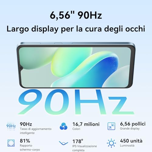 Oscal 2025 Smartphone Android 15, 12GB +128GB/2TB Telefono Cellulare, 6.52" Hd+ 90Hz, 5000Mah Smartphone Offerta, 13MP+5MP, Octa Core, 4G Dual Sim/Gps/Fingerprint/Otg/3.5Mm Jack - 2