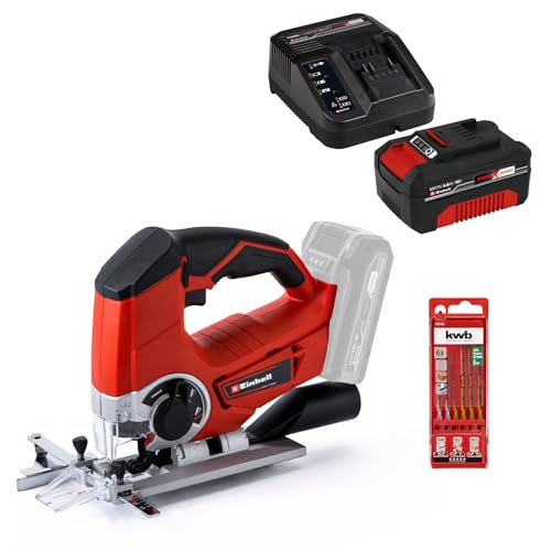 Einhell Akku-Stichsäge TE-JS 18/80 Li Power X-Change (18 V, 2400 min-^1 Hubzahl, 80mm max. Schnitttiefe, Staubblasfunktion, inkl. 4,0 Ah Akku, Ladegerät und Stichsägeblätter-Set) Einhell Akku-Stichsäge TE-JS 18/80 Li Power X-Change (18 V, 2400 min-^1 Hubzahl, 80mm max. Schnitttiefe, Staubblasfunktion, inkl. 4,0 Ah Akku, Ladegerät und Stichsägeblätter-Set)