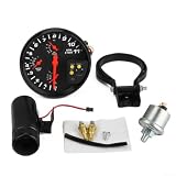 4-in-1 Drehzahlmesser 12V Für Auto, Drehzahl-, Wasser- Und Öltemperaturanzeige, Öldruckmesser 0-7 Bar, Für 4/6/8-Zylinder, Hintergrundbeleuchtung Rot/Blau Mit Sensoren Anzeige