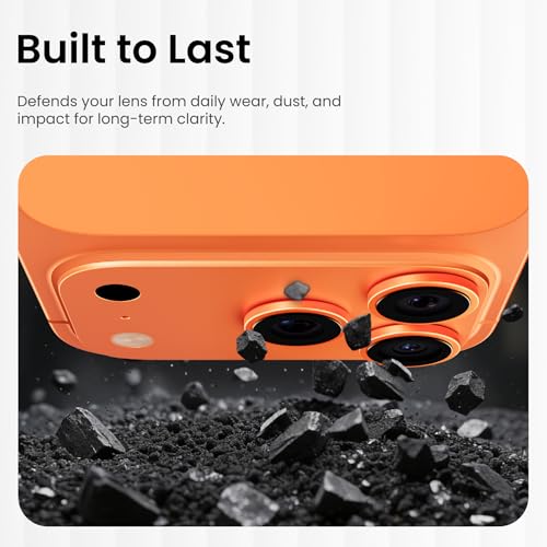 Image of CASEGEAR Clear Pro Camera Lens Protector Compatible With iPhone 17 Pro | HD Clarity | Scratch Resistant | Complete Coverage | Easy Installation | Cosmic Orange