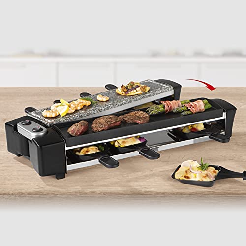 MAXXMEE Raclette Grill | 2 Grillzonen | Naturstein & Aluguss für große Grillvielfalt | Bis 180° schwenkbar und… – Bild 3