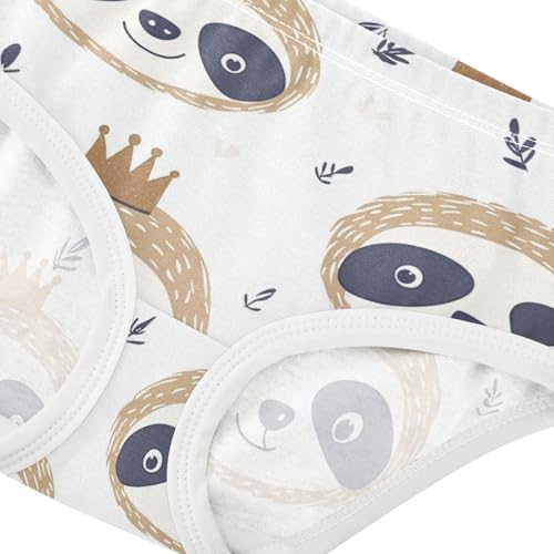 Wusikd Cute Sloths Face Crown Girls' Underwear Cotton Girls Briefs Soft Toddler Underwear 2T4