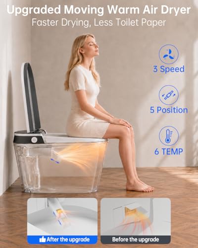 Image of EPLO Smart Toilet Bidet with Auto Open Close,1000 Gram MaP Flush Score,Foam Dispenser, ADA Comfort Height, Moving Dryer,Auto Flush,Heated Seat,One Piece Elongated Toilet with Tank Built in U8MAX