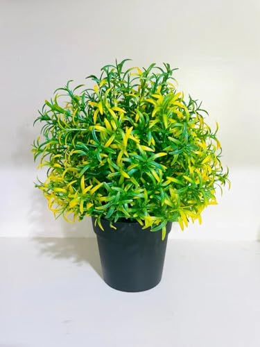 Image of PAPERI Artificial Rosemary Plants for Home Decor - Indoor Fake Rosemary Plant Flowers with Pot, Bathroom Decorations Items, Small Plastic Trees, Decoration Flower for Living Room Table, Yellow