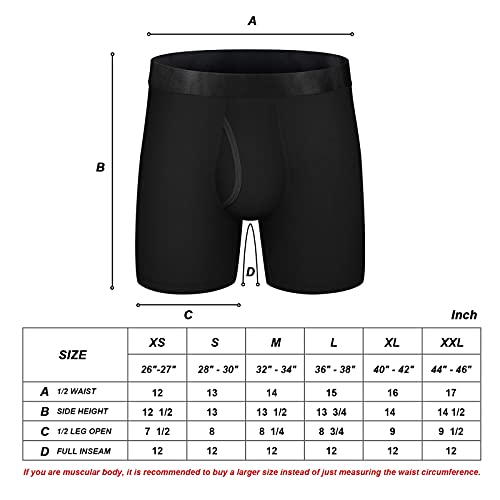 Conkend Men's Bamboo Rayon Boxer Briefs Performance Breathable Tagless Comfy Silk Waistband 6’’ Boxer Briefs Fly 5Pack #TOP6