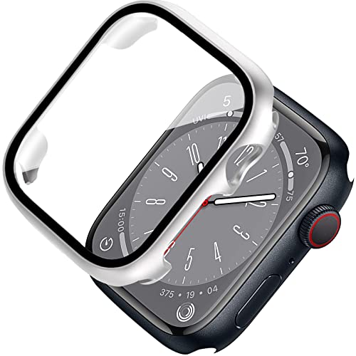 Miimall Case Compatible with Apple Watch Series 9/8/7 41mm Tempered Glass Screen Protector