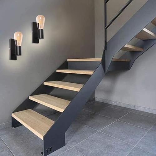 Lámpara de pared E27 retro minimalista rectangular con rotación ajustable negra para decoración interior