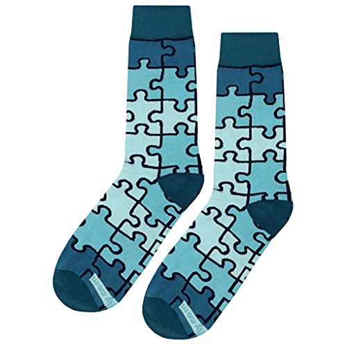 Puzzle Dress Socks 4 Pack Funny Novelty Crazy Fun Design Men Size 8-12 Cotton Casual Crew Colorful Funky Fancy Socks Gift for Men4