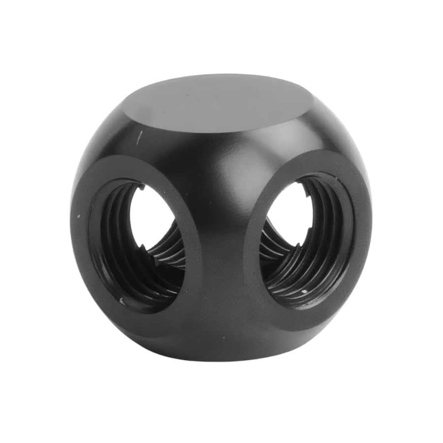 Image of Dracaena.io 4 Pack G1 /4 inch Thread, 3-Way Ball Fitting Extender or Connector for the Computer Water Cooling System, Durable Brass /Copper Material, Black