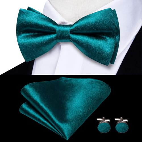 Image of Dubulle Suspender and Bow Tie for Men Paisley Solid Mens Suit Braces Pretied Bowtie and Handkerchief Cufflinks Formal Wedding