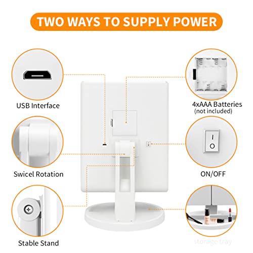 Jamiewin Lighted Makeup Mirror 3X/2X/1X Magnification 21 Led Trifold Vanity Mirror With Touch Sensor Dimming Portable Travel Mirror Best Xmas Gifts For Women Girls #TOP5