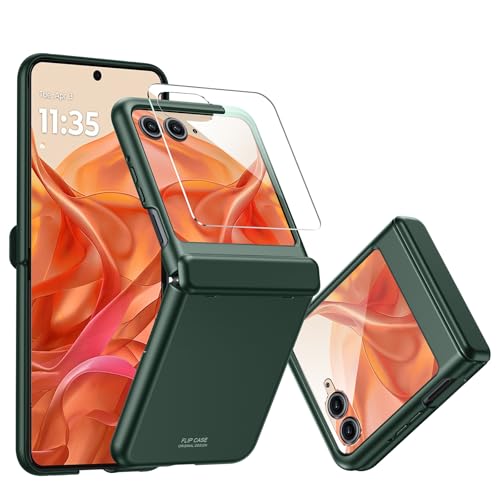 CENMASO for Motorola Razr 2024 Case/Razr 2025 Case with Hinge Protection & Built-in Screen Protector, Slim Full-Body Rugged Anti-Scratch Shockproof Protection Phone Case for Moto Razr 2024/2025-Green