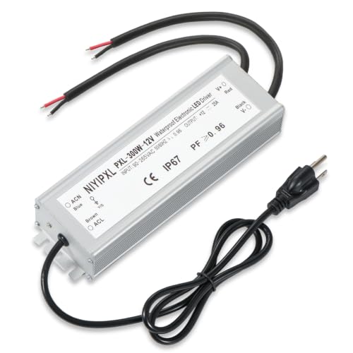 Image of LED Driver 300 Watts(150W X2) 12V DC Transformer，Waterproof IP67 Power Supply, Adapter with 3-Prong Plug 3.3 Feet Cable for Any DC led Lights, Computer Project, Outdoor Light