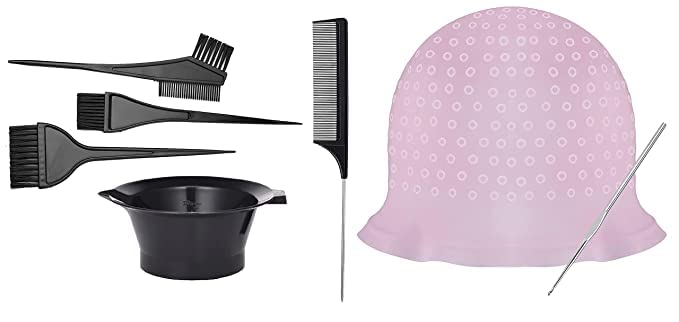 Color Cap For Highlight, Dye Brush, Dye Bowl, Tail Comb-image-29