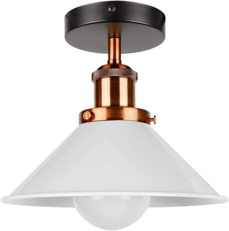 Ligh.t Home Decor Modern Flush Mount Ceiling Lighting LED Lights, Semi Flush Light Fitting Pendant Light Lamp Chandelier Metal 22cm Cone Light Shade for Hall, Living Room, Lounge (White 2)-image-23
