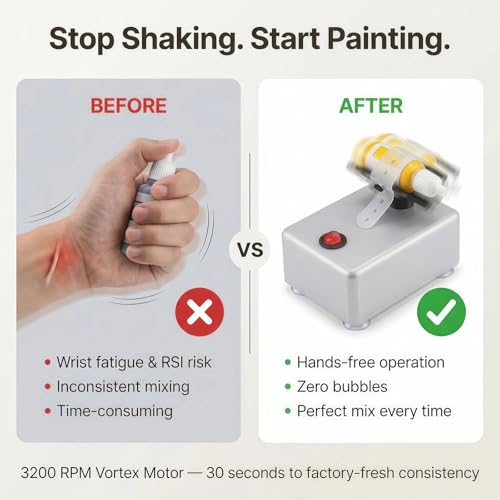 Image of Paint Mixer & Nail Polish Shaker for Model Paints & Nail Polish | 3200 RPM vibration, non-slip base,for Revives separated paints,for Model Color,Lash Glue,Dropper Bottles,Pots & Square Jars