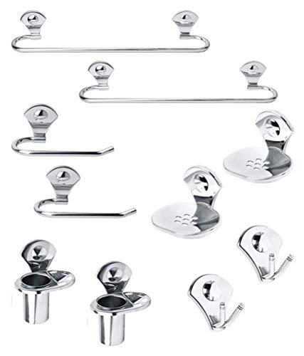 Handy Stainless Steel Bathroom Sets (Towel Rod/Towel Ring/Toothbrush Holder/soap Dish/Rob Hook)-Pack of 2