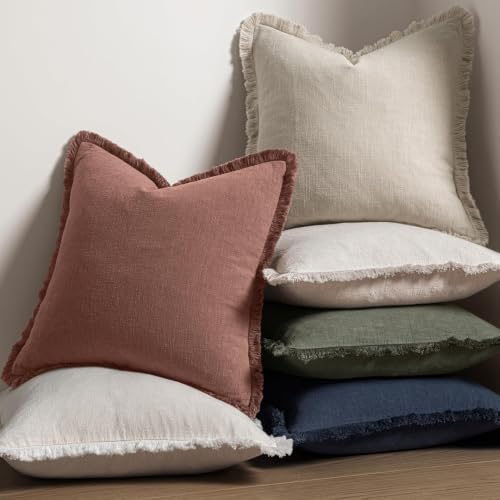 Image of MIULEE Linen Decorative Fall Euro Throw Pillow Covers Autumn Glaze 22x22