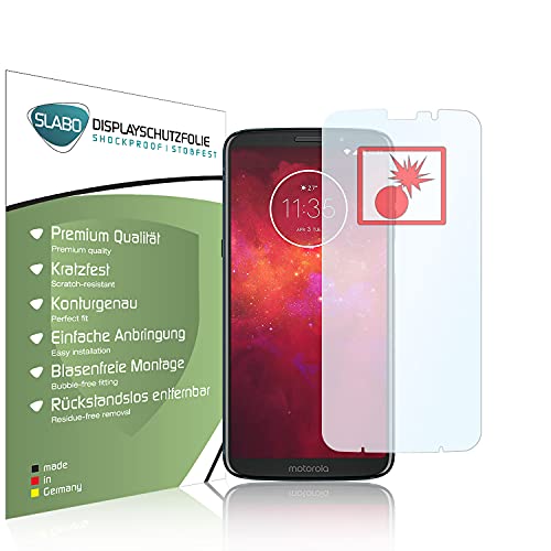 Slabo 2 x Protector de Pantalla blindado Compatible con Motorola Moto Z3 | Moto Z3 Play Shockproof A Prueba de Golpes