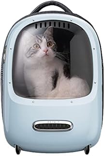 PETKIT Cat Backpack Carrier Bag with Inbuilt Fan & Light, Ventilated Cat Bubble Backpack for Cat Puppy Up to 8KG, Airline Approved, Padded and Lightweight for Travel Hiking Walking Camping, Blue