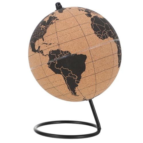 VILLCASE Globo Terráqueo de Corcho Soporte Resistente para Adorno de Escritorio en Oficina y Hogar, Adecuado para Exploradores y Amantes de Mapas del Mundo