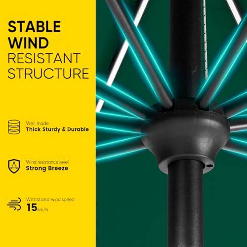 Image of Tempera Patio Market Outdoor Table Umbrella with Auto Tilt and Crank, Large Sun Umbrella with Sturdy Pole & Fade Resistant Canopy, Easy to Set