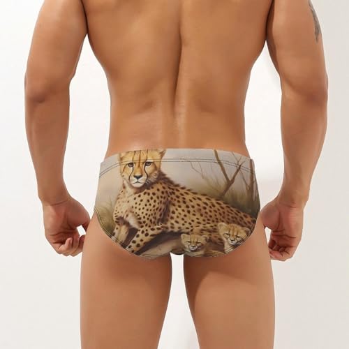 Cheetahs Mama and Little Men's Swim Briefs Sexy Bikini Swimsuit Beach Shorts Underwear Low Waist2