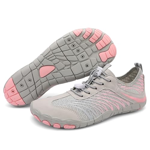Image of UBFEN Water Shoes for Men Women Quick Dry Swim Aqua Socks | Lightweight Barefoot-style Fit, Rubber Sole, Hiking, Fishing, Kayaking, Beach, Pool, Boating, Diving And Water-to-land Wear