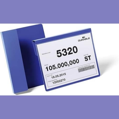 Durable Kennzeichnungstasche mit Falz, für Dokumente in A5 quer, Dokumentenhalter, Packung à 50 Stück, dunkelblau, 172207