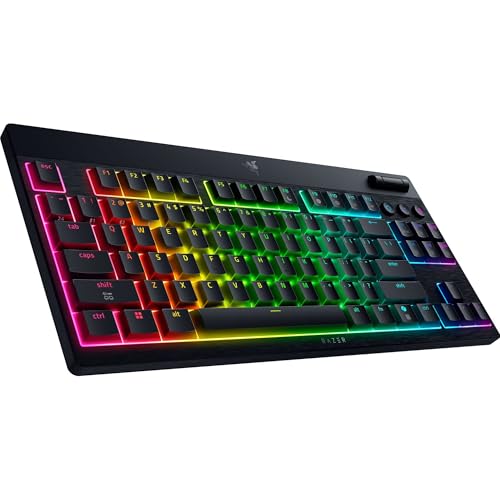 Image of Razer BlackWidow V4 Tenkeyless HyperSpeed Low Profile - Wireless Hot-Swap Gaming Keyboard (HyperSpeed Wireless & BT, Hot-Swap, Multifunctional Rotary & Function Keys) Orange Switch | US Layout