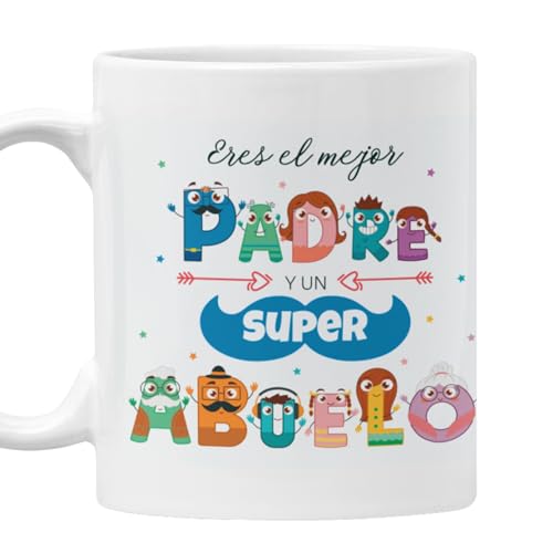 LA CASA DE LAS TAZAS® – Taza original abuelo abuela. Regalo original cumpleaños, Navidad abuelos, abuelas, senior– Cerámica apta microondas y lavavajillas (Papa abuelo)