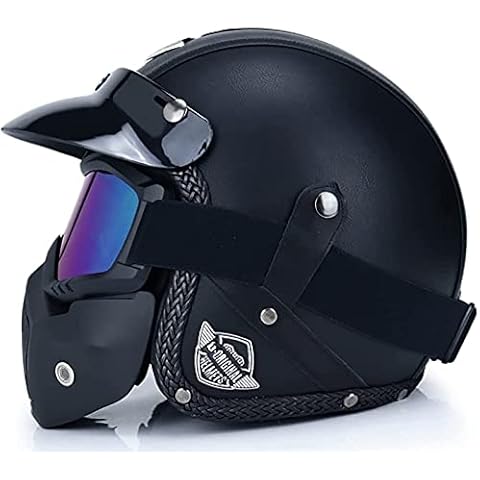 EBAYIN Retro Harley Motorcycle Half Helmet Jet Helmet 3/4 Open Face Helmet Cruiser Chopper Scooter Safety Anti-Collision Motorbike Helmet Moped Helmet ECE Certification,E-L=(59~60cm) Cover