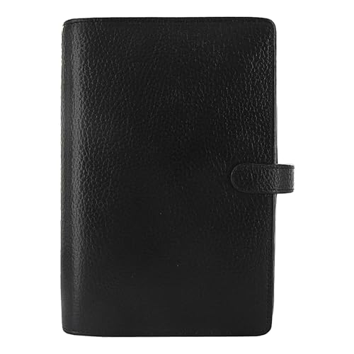 Filofax Finsbury Organizer Personal Size Black - Traditional Grained Leather Six Rings Week-to-View Insert Multilingual (C025302)
